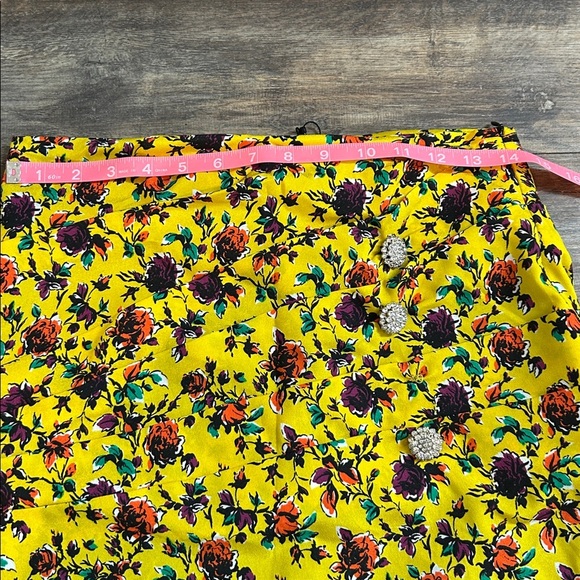 Zara Pleated Yellow Floral Print Skirt - Picture 8 of 10